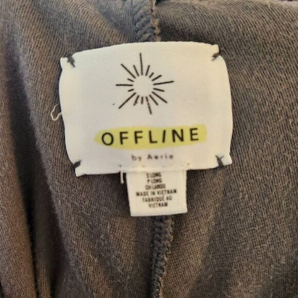 Offline by Aerie Mid-Rise Drawstring Velvet Casual Pants Gray Large - Picture 10 of 11
